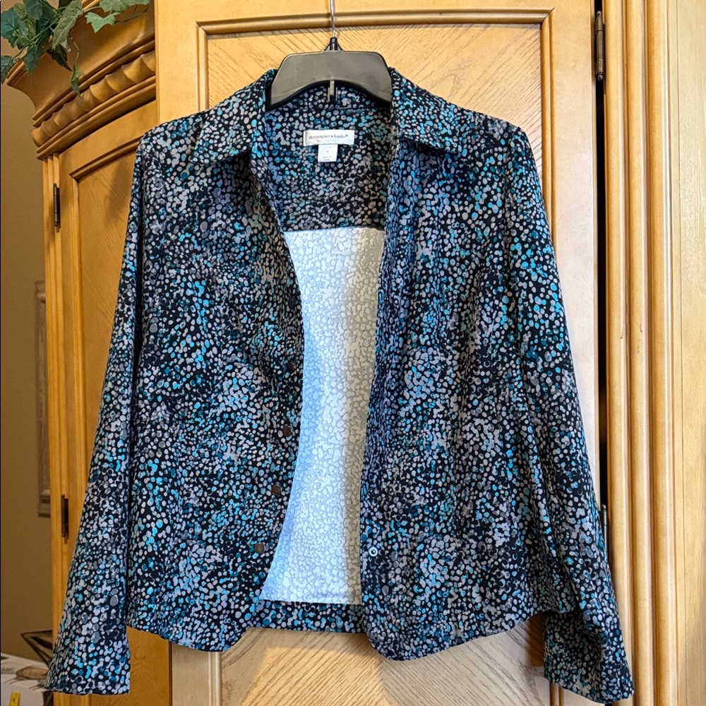 Christopher & Banks Black and Blue Button Down Shirt size medium